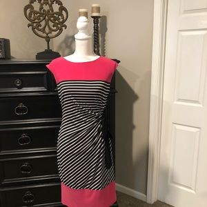 R&K Flattering Black Pink & White Dress